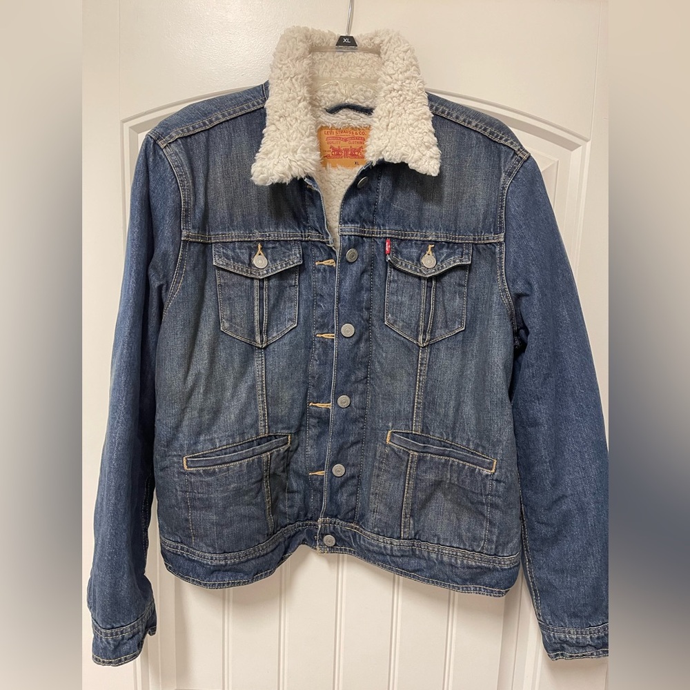 Levi's Cream Sherpa Lined Jacket